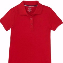 French Toast Girls' Short Sleeve Interlock Red Polo with Picot Collar SIZE 18/20